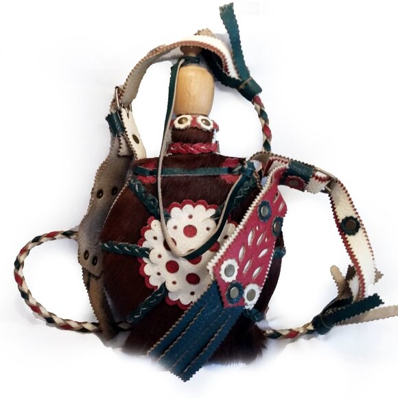 Vintage Hungarian Wooden-Horsehair Hand Crafted Canteen-Kulacs-Flask - Picture 7 of 13